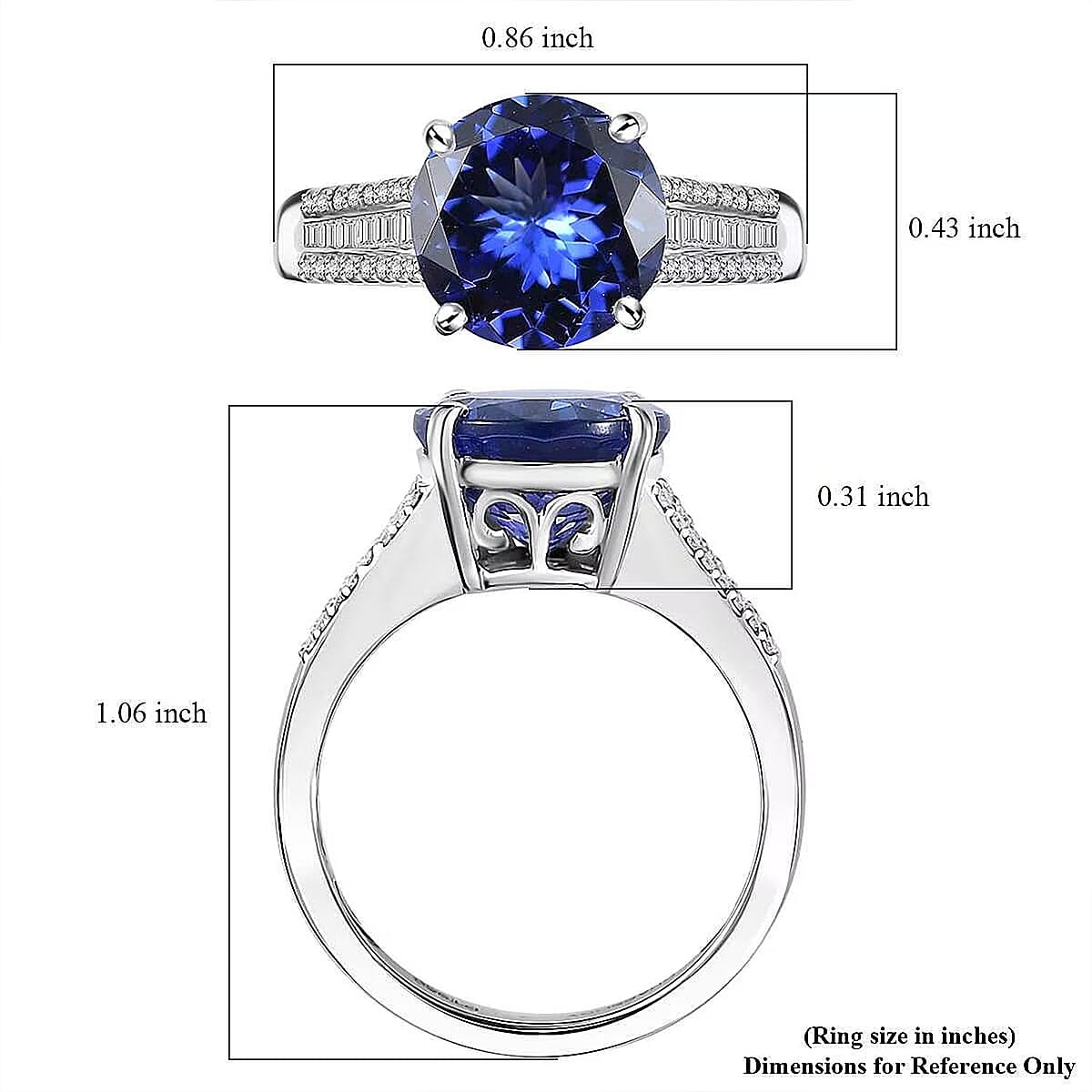 The Jennilee Certified & Appraised Rhapsody AAAA Tanzanite and E-F VS2 Diamond 4.40 ctw Statement Ring in 950 Platinum (Size 10.5) 6.30 Grams image number 6