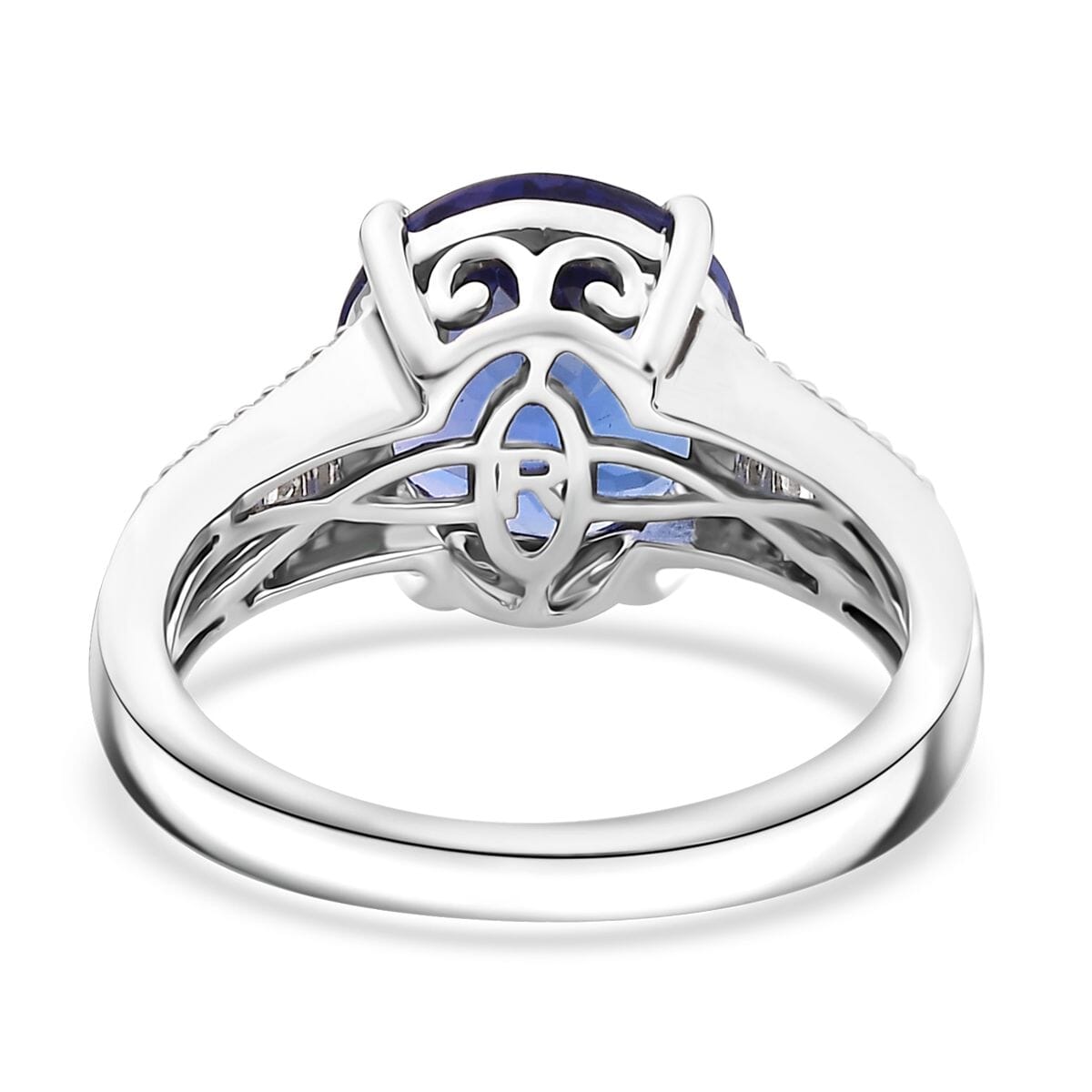 The Jennilee Certified & Appraised Rhapsody AAAA Tanzanite and E-F VS2 Diamond 4.40 ctw Statement Ring in 950 Platinum (Size 8.0) 6.30 Grams image number 4