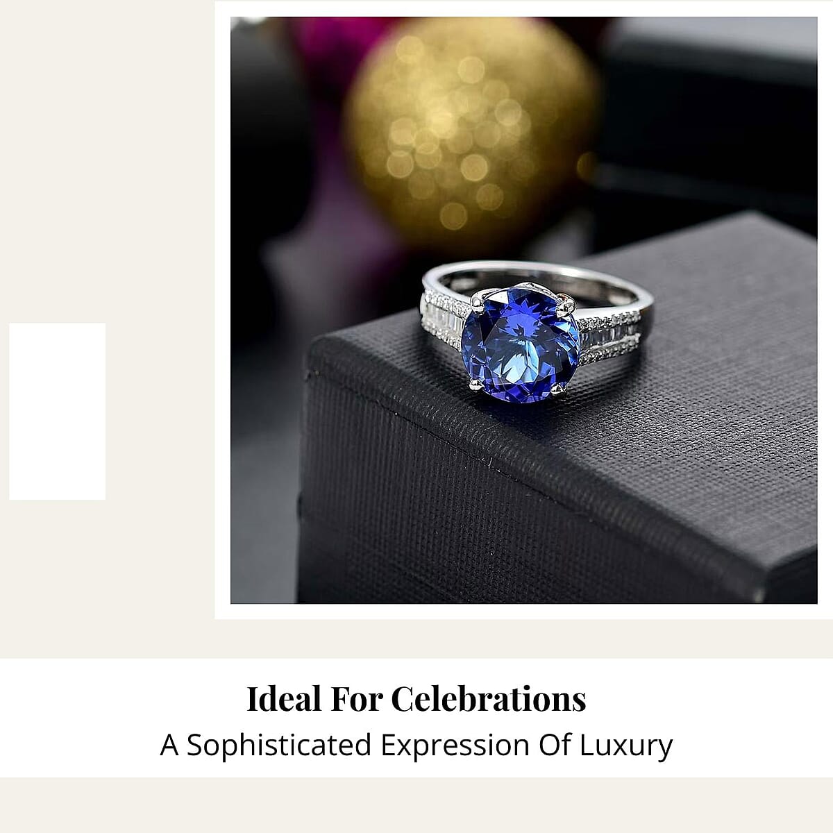 The Jennilee Certified & Appraised Rhapsody AAAA Tanzanite and E-F VS2 Diamond 4.40 ctw Statement Ring in 950 Platinum (Size 9.5) 6.30 Grams image number 5