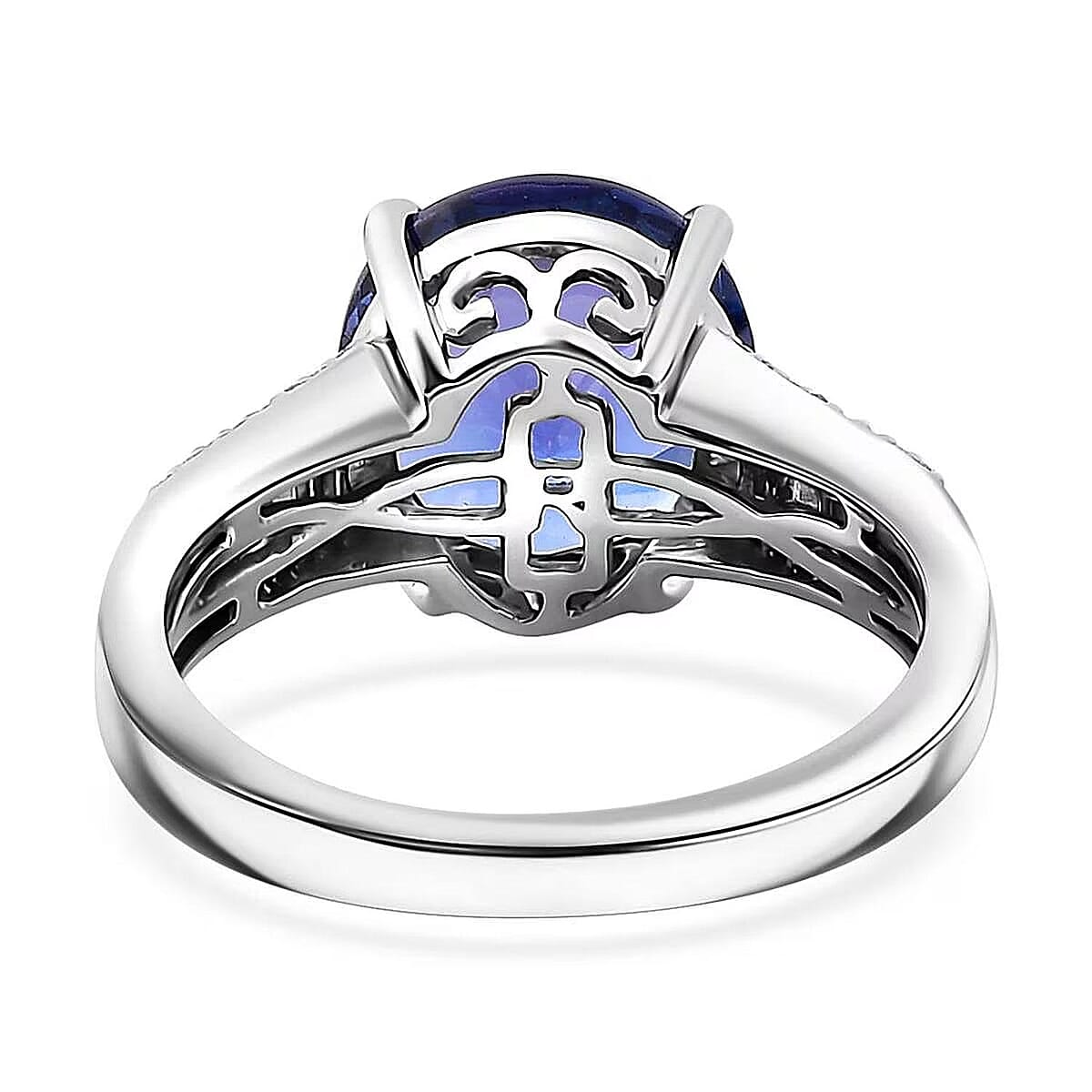 The Jennilee Certified & Appraised Rhapsody AAAA Tanzanite and E-F VS2 Diamond 4.40 ctw Statement Ring in 950 Platinum (Size 9.5) 6.30 Grams image number 7