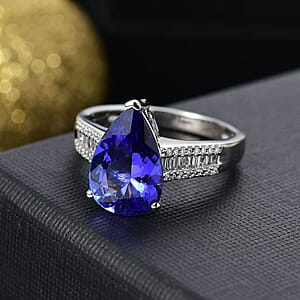 Certified & Appraised Rhapsody AAAA Tanzanite and E-F VS2 Diamond 4.30 ctw Statement Ring in 950 Platinum (Size 10.0) 6.15 Grams