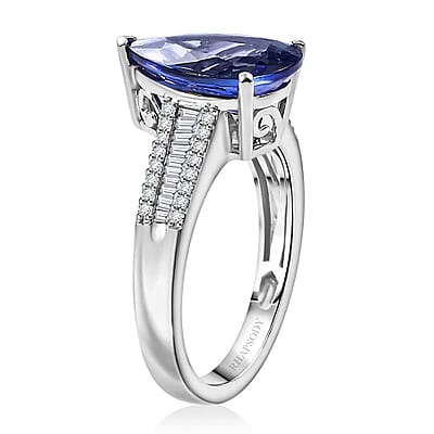 Certified & Appraised Rhapsody AAAA Tanzanite and E-F VS2 Diamond 4.30 ctw Statement Ring in 950 Platinum (Size 12.0) 6.15 Grams