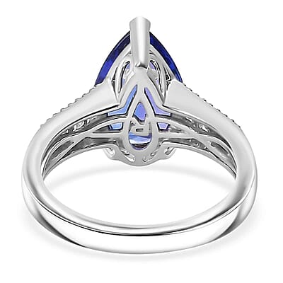 Certified & Appraised Rhapsody AAAA Tanzanite and E-F VS2 Diamond 4.30 ctw Statement Ring in 950 Platinum (Size 12.0) 6.15 Grams