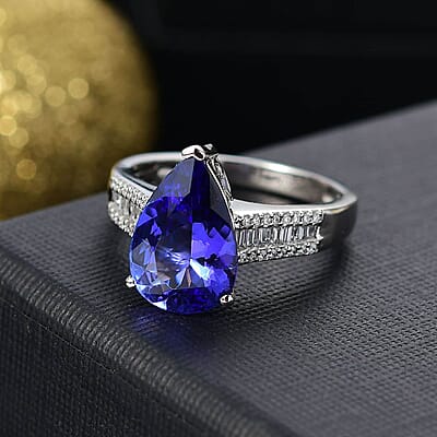 Certified & Appraised Rhapsody AAAA Tanzanite and E-F VS2 Diamond 4.30 ctw Statement Ring in 950 Platinum (Size 5.0) 6.15 Grams
