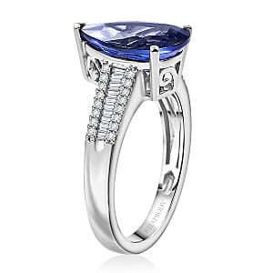 Certified & Appraised Rhapsody AAAA Tanzanite and E-F VS2 Diamond 4.12 ctw Statement Ring in 950 Platinum (Size 7.0) 6.15 Grams