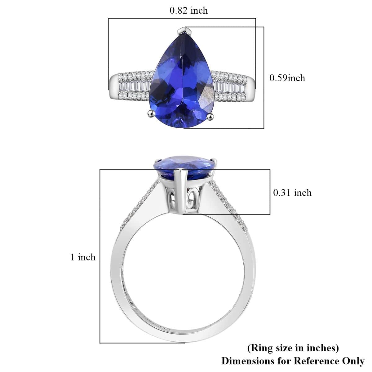 Doorbuster Certified & Appraised Rhapsody AAAA Tanzanite and E-F VS2 Diamond 4.30 ctw Statement Ring in 950 Platinum (Size 7.0) 6.15 Grams image number 5