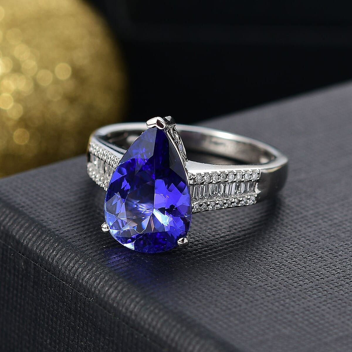 Certified & Appraised Rhapsody AAAA Tanzanite and E-F VS2 Diamond 4.12 ctw Statement Ring in 950 Platinum (Size 8.0) 6.15 Grams image number 1