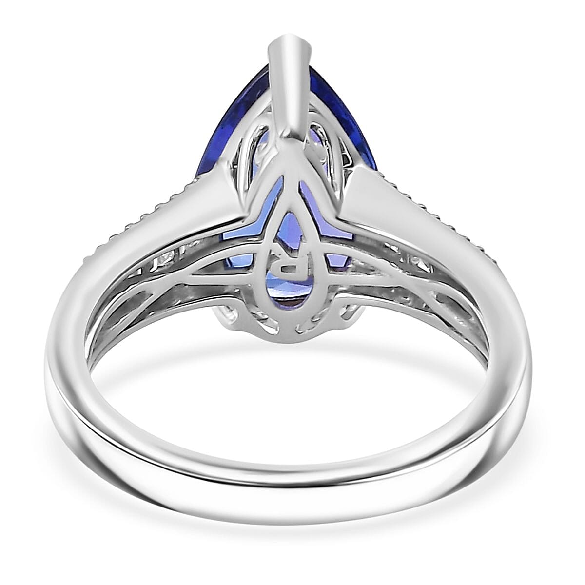 Certified & Appraised Rhapsody AAAA Tanzanite and E-F VS2 Diamond 4.12 ctw Statement Ring in 950 Platinum (Size 8.0) 6.15 Grams image number 4