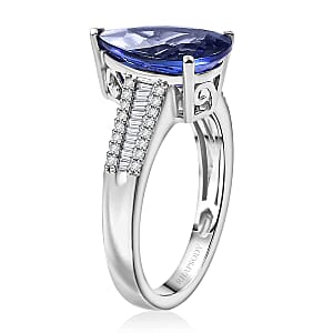 Certified & Appraised Rhapsody AAAA Tanzanite and E-F VS2 Diamond 4.30 ctw Statement Ring in 950 Platinum (Size 8.5) 6.15 Grams