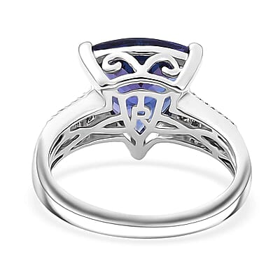 Certified & Appraised Rhapsody AAAA Tanzanite and E-F, VS2 Diamond 4.30 ctw Statement Ring in 950 Platinum (Size 10.0) 5.60 Grams
