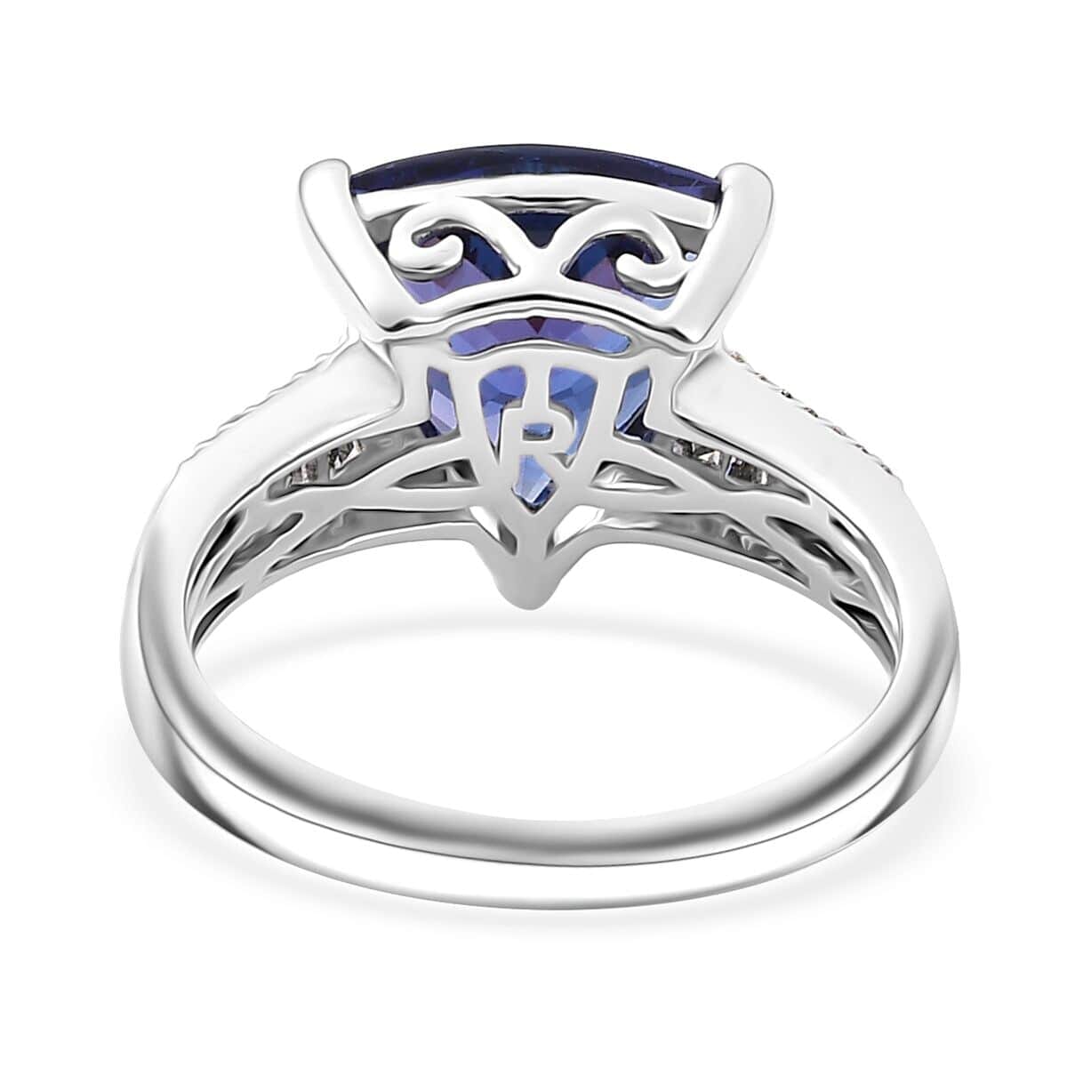 Certified & Appraised Rhapsody AAAA Tanzanite and E-F, VS2 Diamond 4.30 ctw Statement Ring in 950 Platinum (Size 6.5) 5.60 Grams image number 4