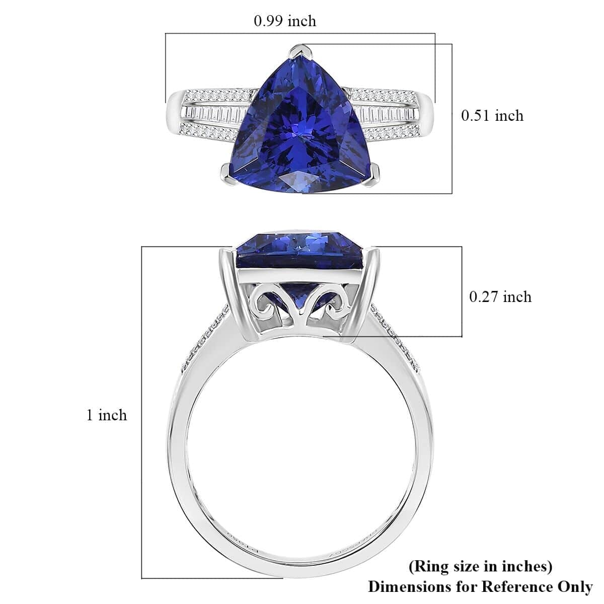 Certified & Appraised Rhapsody AAAA Tanzanite and E-F, VS2 Diamond 4.30 ctw Statement Ring in 950 Platinum (Size 6.5) 5.60 Grams image number 5