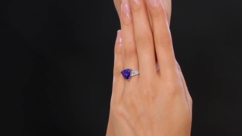 Doorbuster Rhapsody 950 Platinum AAAA Tanzanite, Diamond (E-F, VS2) (0.30 cts) Ring (Size 7.0) (5.60 g) 4.30 ctw
