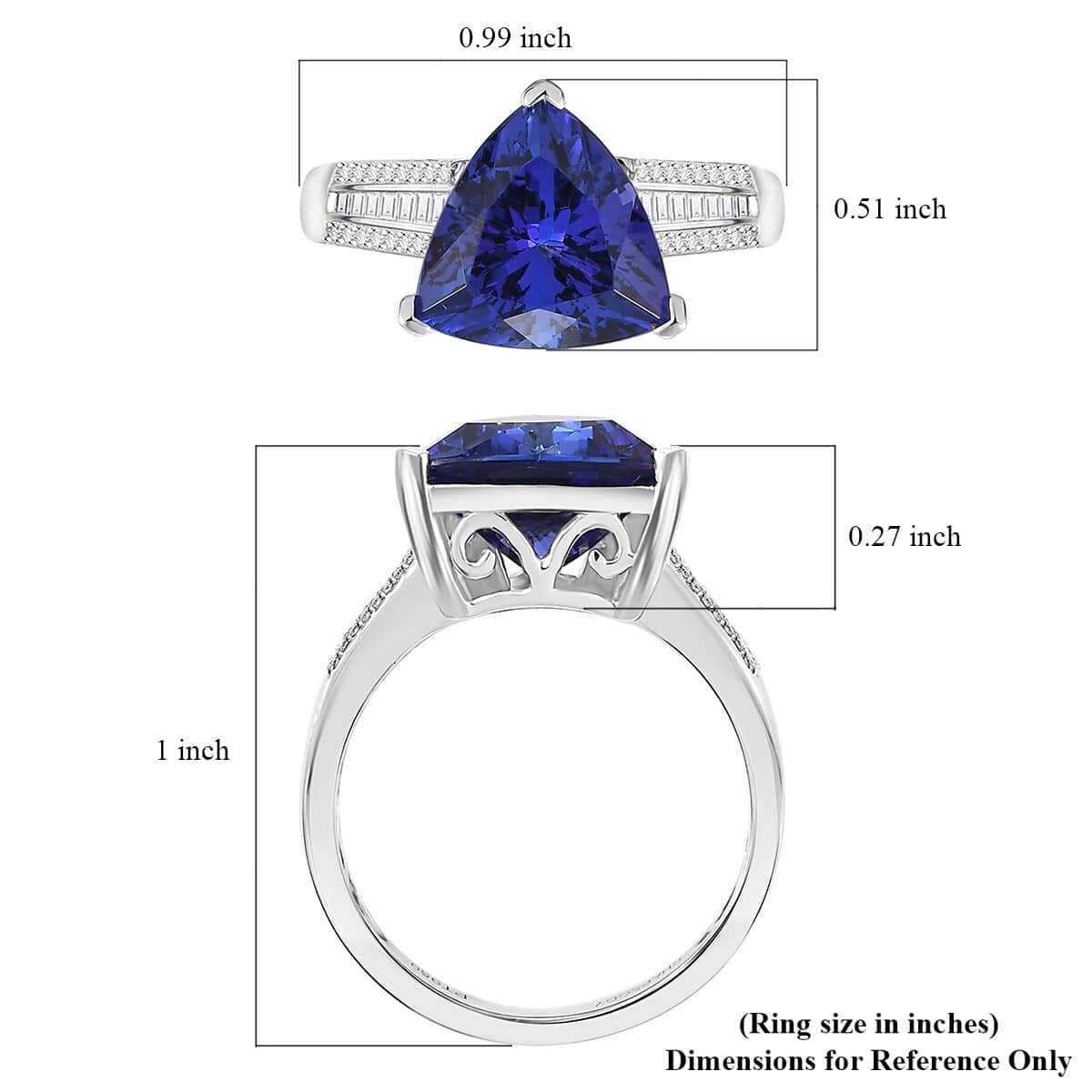 Doorbuster Certified & Appraised Rhapsody AAAA Tanzanite and E-F, VS2 Diamond 4.30 ctw Statement Ring in 950 Platinum (Size 7.0) 5.60 Grams image number 5