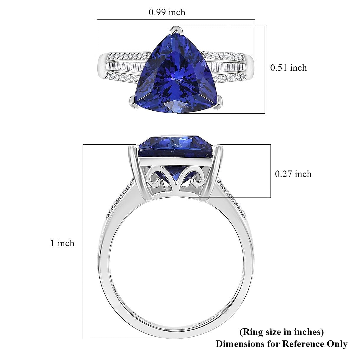 Certified & Appraised Rhapsody AAAA Tanzanite and E-F, VS2 Diamond 4.30 ctw Statement Ring in 950 Platinum (Size 8.0) 5.60 Grams image number 5