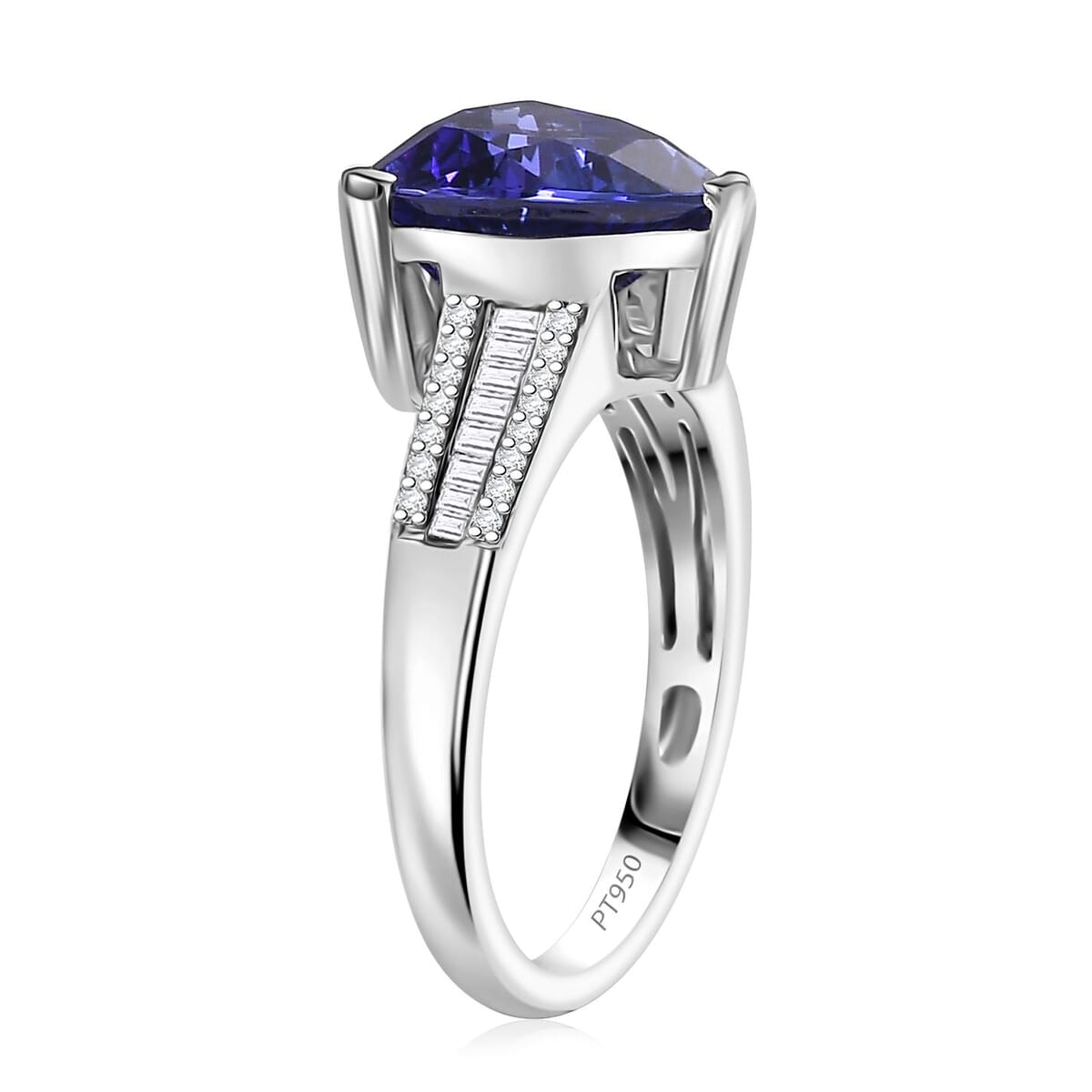 Certified & Appraised Rhapsody AAAA Tanzanite and E-F, VS2 Diamond 4.30 ctw Statement Ring in 950 Platinum (Size 9.0) 5.60 Grams image number 3