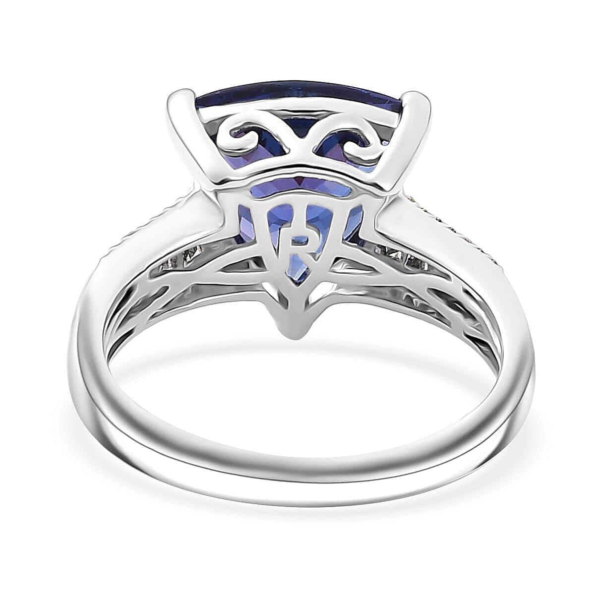 Certified & Appraised Rhapsody AAAA Tanzanite and E-F, VS2 Diamond 4.30 ctw Statement Ring in 950 Platinum (Size 9.5) 5.60 Grams image number 4