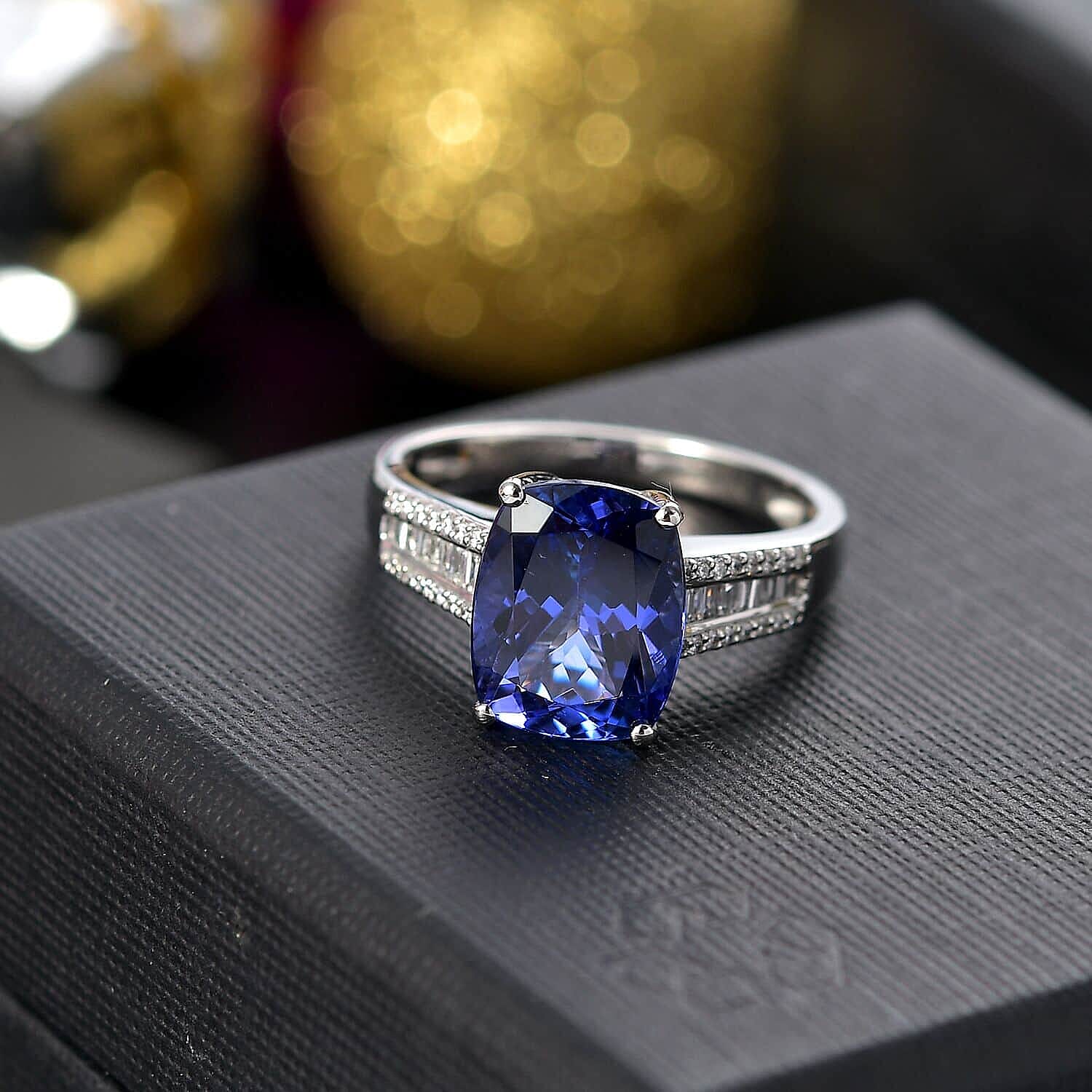 Certified & Appraised Rhapsody AAAA Tanzanite and E-F VS2 Diamond 4.15 ctw Statement Ring in 950 Platinum (Size 10.0) 7 Grams