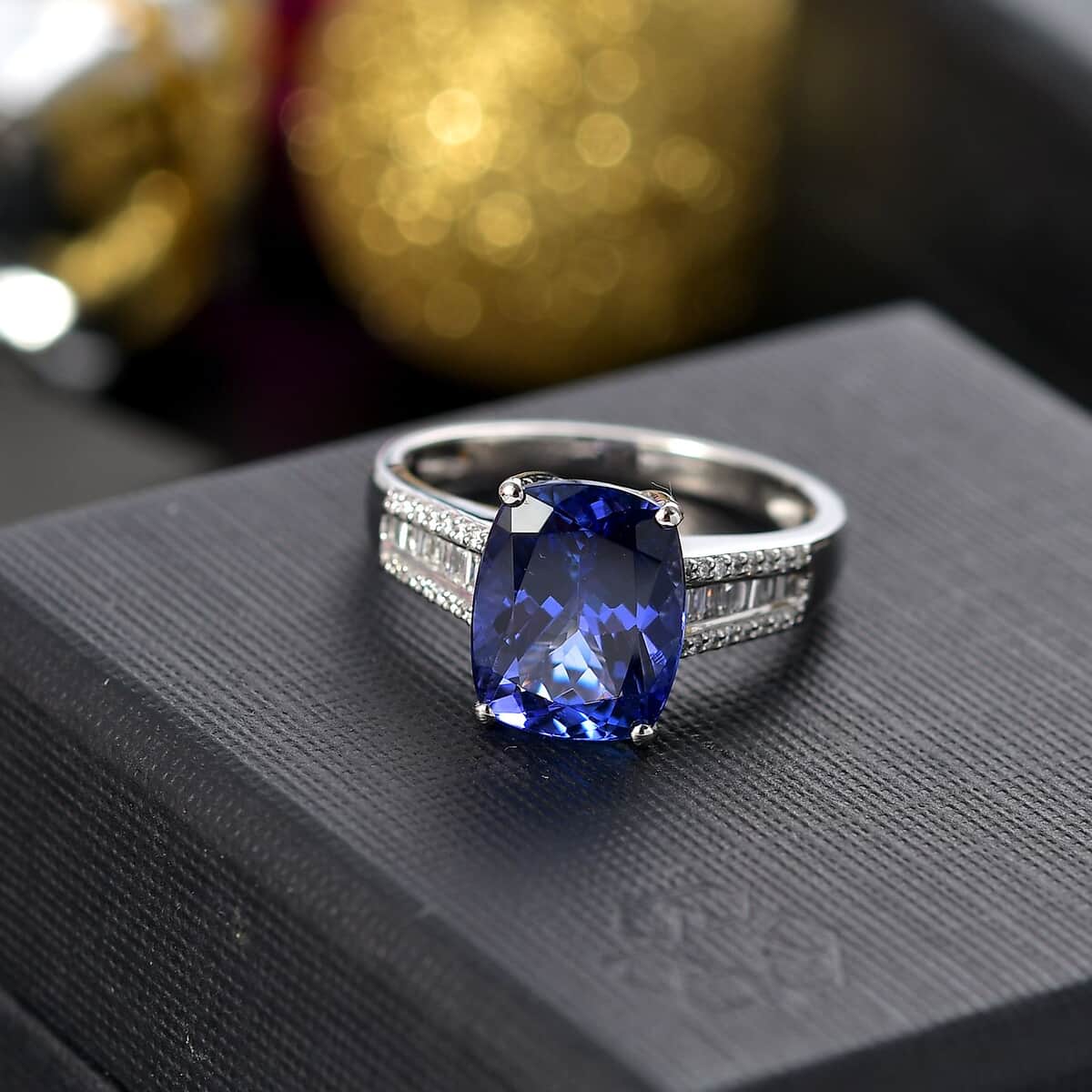 Certified & Appraised Rhapsody AAAA Tanzanite and E-F VS2 Diamond 4.15 ctw Statement Ring in 950 Platinum (Size 7.0) 7 Grams image number 1