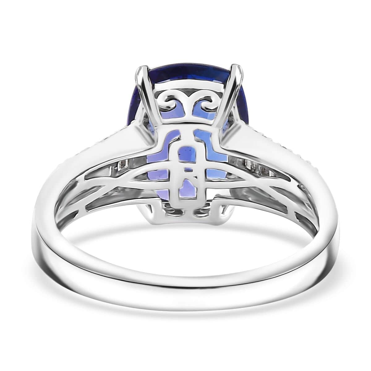 Certified & Appraised Rhapsody AAAA Tanzanite and E-F VS2 Diamond 4.15 ctw Statement Ring in 950 Platinum (Size 7.0) 7 Grams image number 4