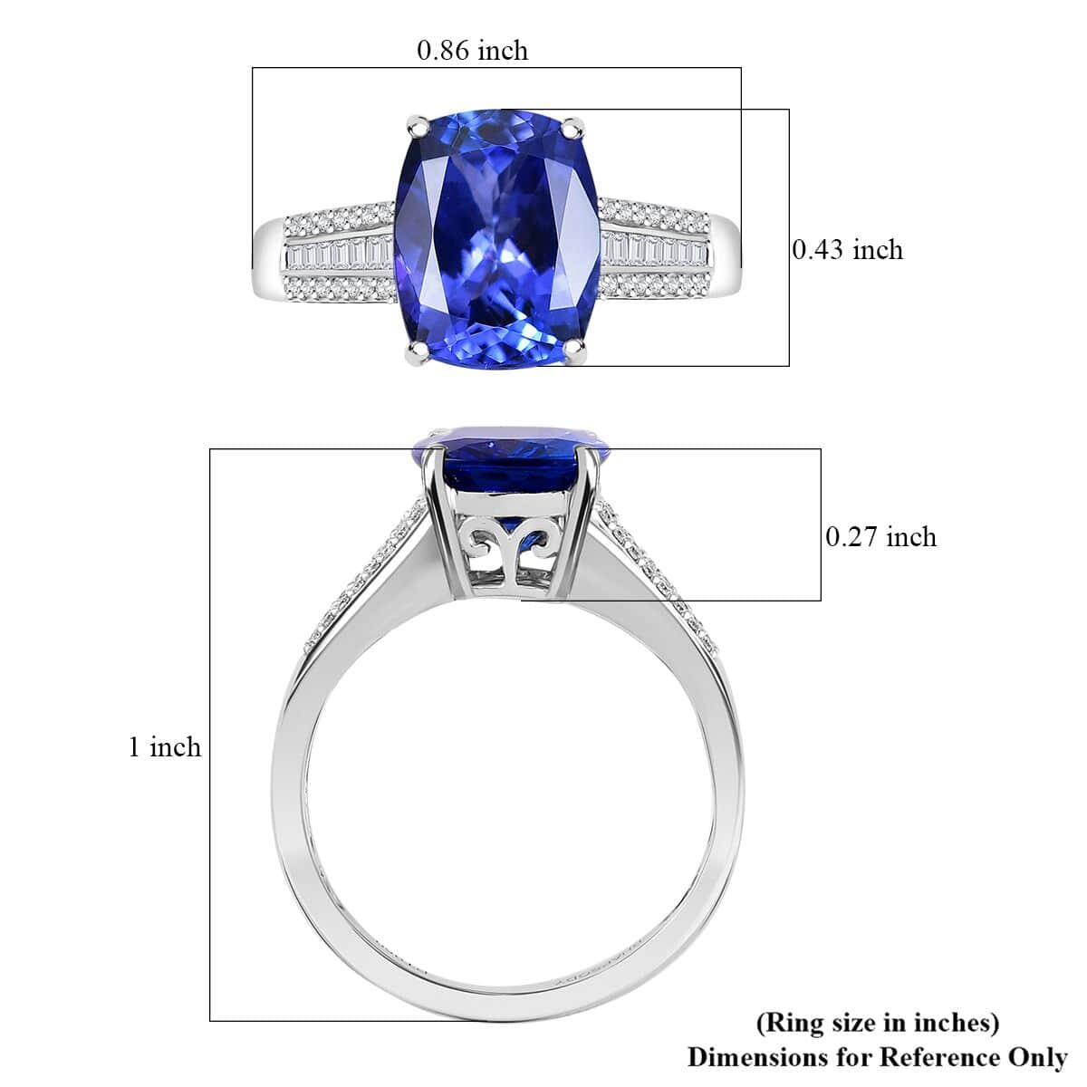 Certified & Appraised Rhapsody AAAA Tanzanite and E-F VS2 Diamond 4.15 ctw Statement Ring in 950 Platinum (Size 7.0) 7 Grams image number 5