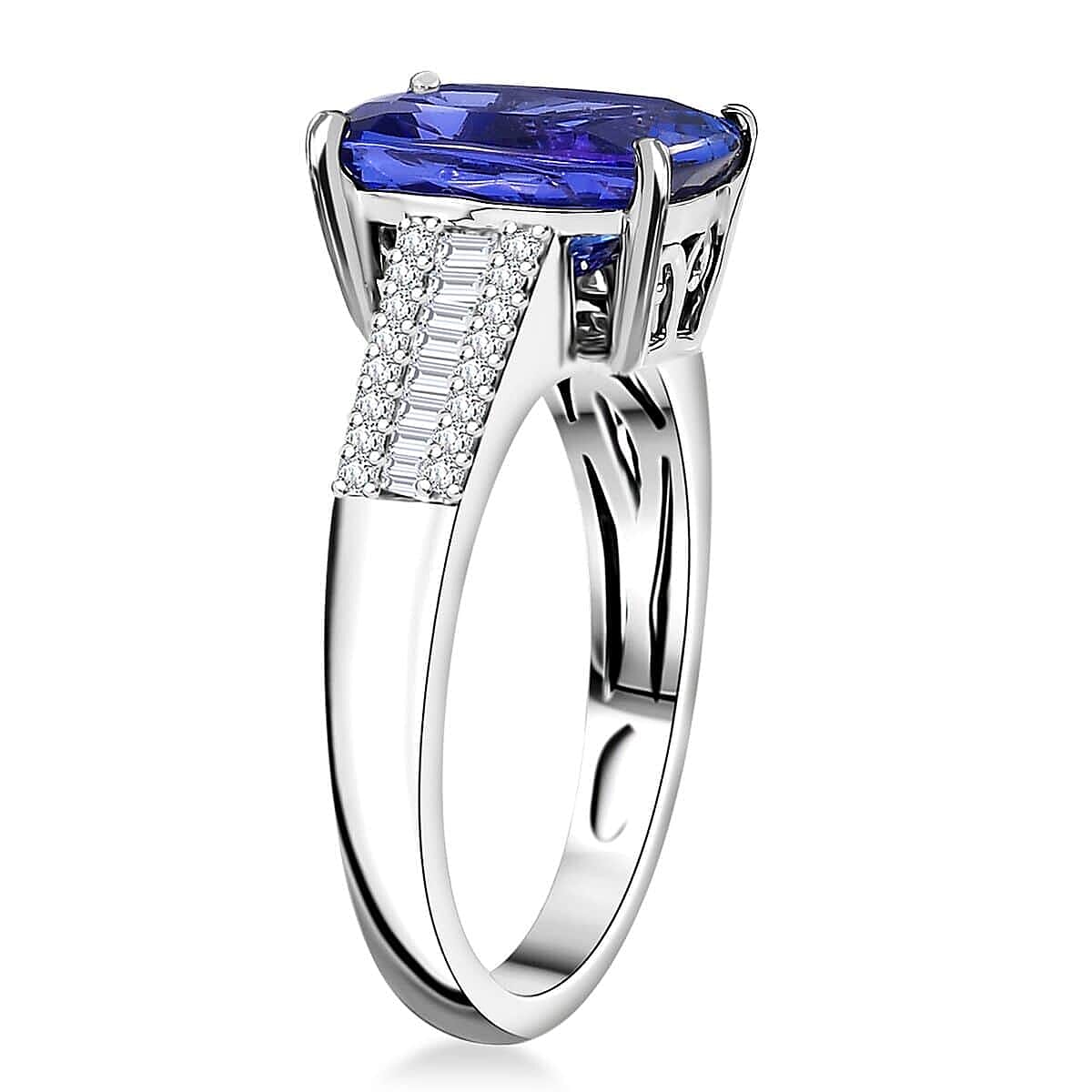 Certified & Appraised Rhapsody AAAA Tanzanite and E-F VS2 Diamond 4.15 ctw Statement Ring in 950 Platinum (Size 8.5) 7 Grams image number 3