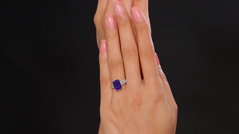Doorbuster Certified & Appraised Rhapsody 950 Platinum AAAA Tanzanite, Diamond (E-F, VS2) (0.28 cts) Statement Ring (Size 10.0) (6 g) 4.30 ctw