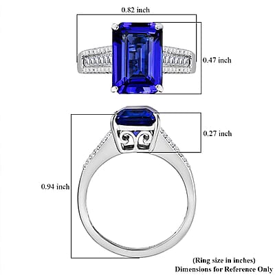 The Jennilee Certified & Appraised Rhapsody AAAA Tanzanite and E-F VS2 Diamond 4.30 ctw Statement Ring in 950 Platinum (Size 10.0) 6 Grams
