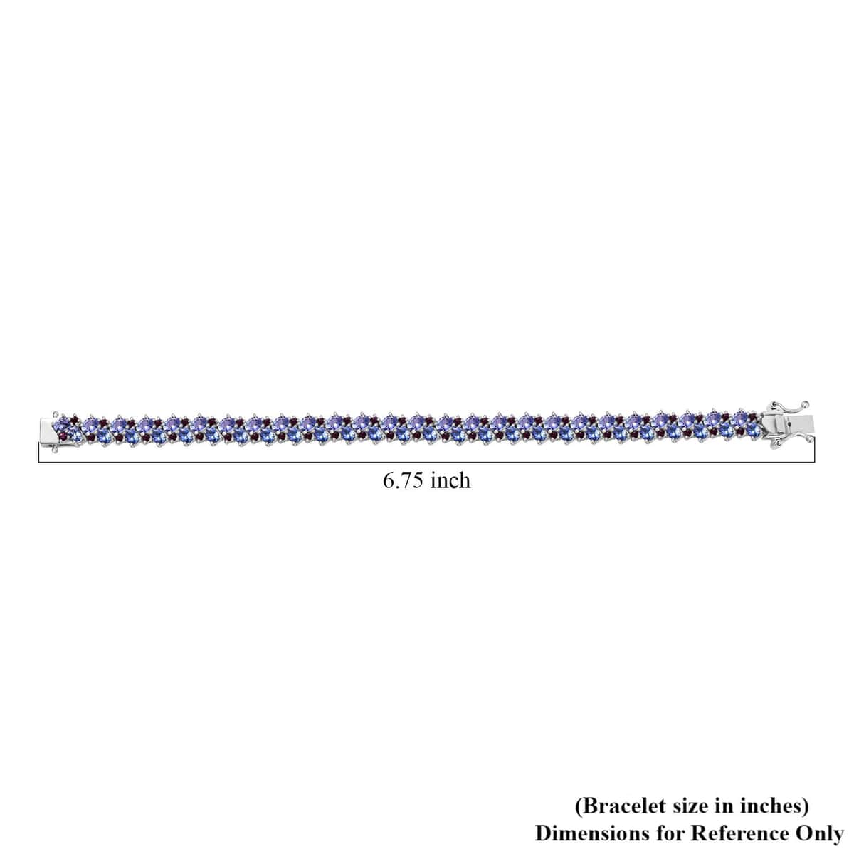 Doorbuster Tanzanite and Anthill Garnet 10.15 ctw Natural Blooming Bracelet in Rhodium Over Sterling Silver (6.50 In) image number 4