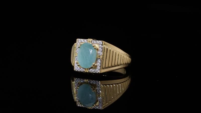 Grandidierite and Moissanite 3.00 ctw Ring in 18K Vermeil Yellow Gold Over Sterling Silver (Size 10.0)