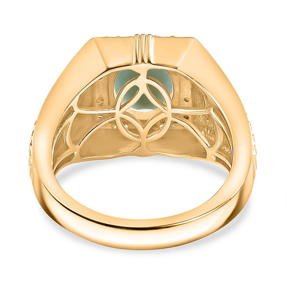 D'Joy Grandidierite and Moissanite 3.00 ctw Men's Ring in 18K Vermeil Yellow Gold Over Sterling Silver (Size 10.0)