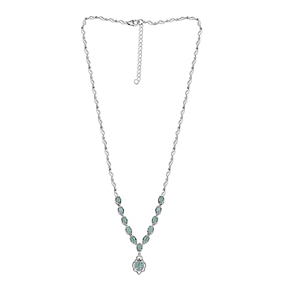D'Joy Grandidierite Necklace in Rhodium Over Sterling Silver 18 Inches 