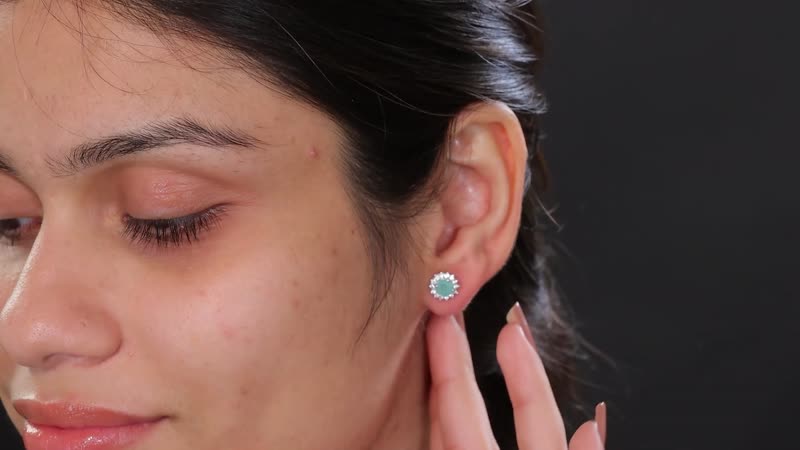 D'Joy Grandidierite and White Zircon 1.50 ctw Sunburst Earrings in Rhodium Over Sterling Silver