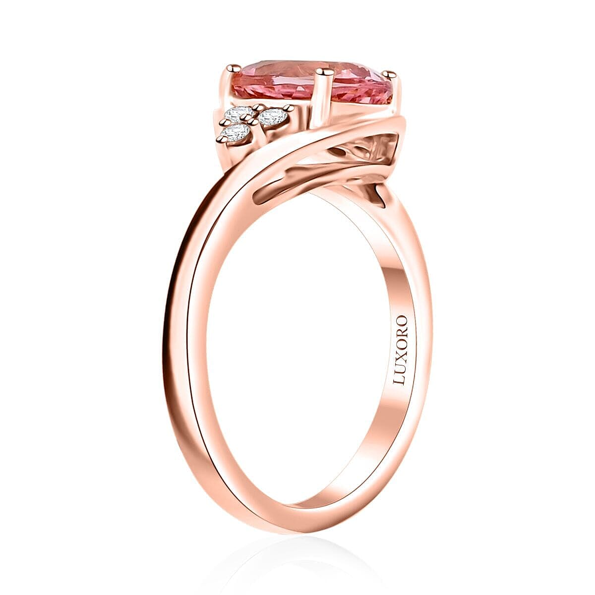 Doorbuster Certified & Appraised Luxoro 10K Rose Gold AAA Madagascar Pink Morganite, Diamond (G-H, I2) (0.21 cts) Halo Ring (Size 10.0) 2.25 ctw image number 3