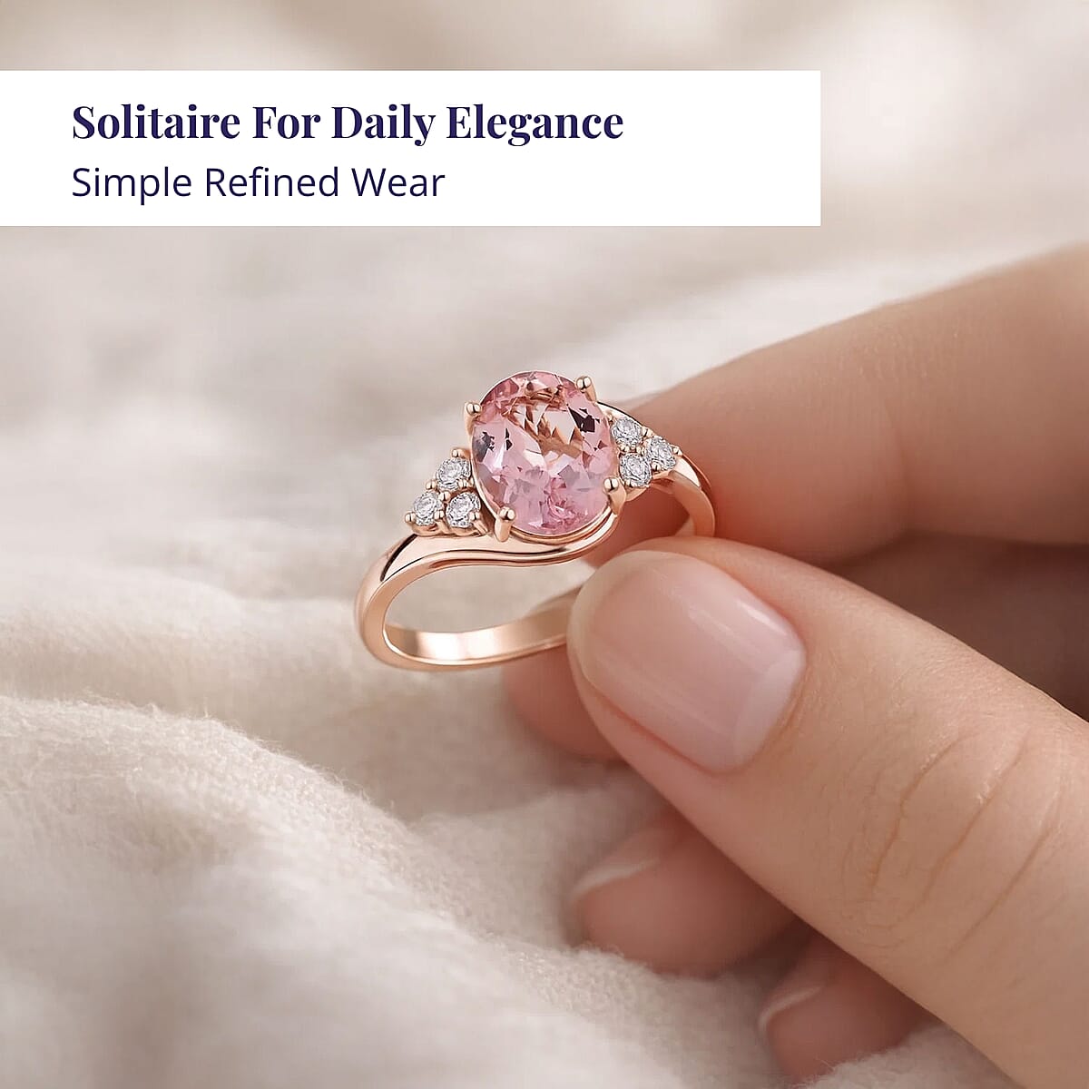 Doorbuster Certified & Appraised Luxoro AAA Madagascar Pink Morganite and G-H I2 Diamond 2.25 ctw Ring in 10K Rose Gold (Size 8.5) image number 4