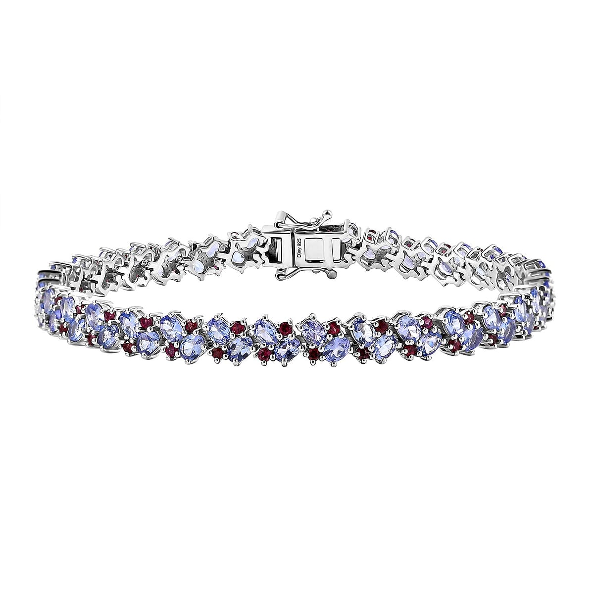 Tanzanite and Anthill Garnet 12.00 ctw Natural Blooming Bracelet in Rhodium Over Sterling Silver (8.00 In) image number 0