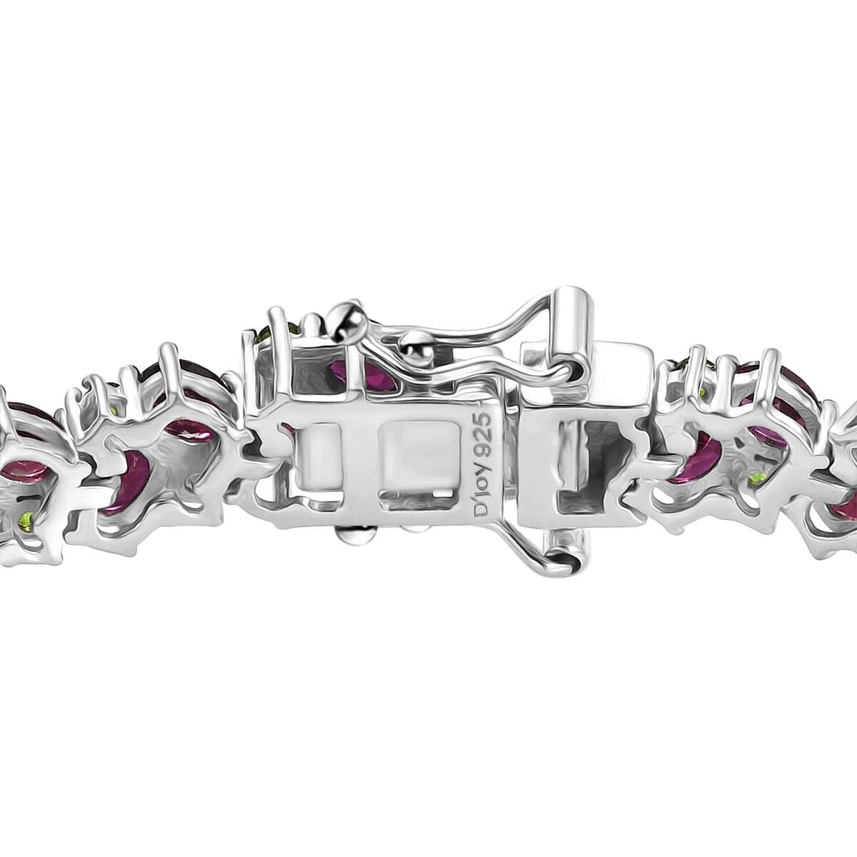 Anthill Garnet and Chrome Diopside 14.60 ctw Natural Blooming Bracelet in Rhodium Over Sterling Silver (8.00 In) image number 3