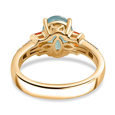 Grandidierite and Multi Gemstone 2.15 ctw Ring in 18K Vermeil Yellow Gold Over Sterling Silver (Size 10.0)