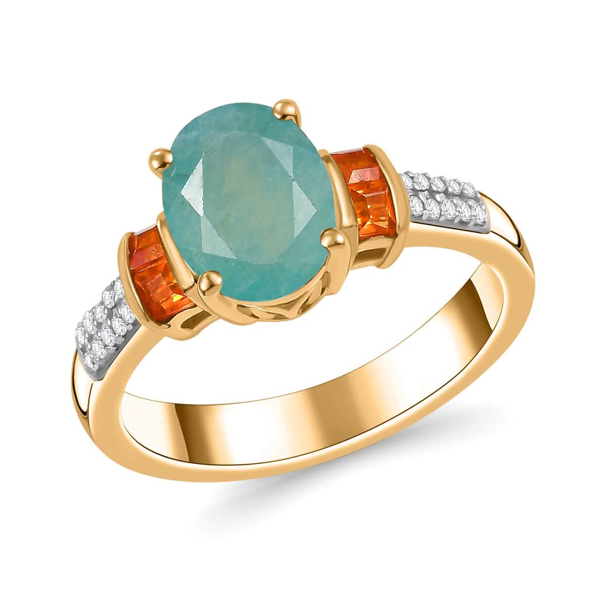 Grandidierite and Multi Gemstone 2.15 ctw Ring in 18K Vermeil Yellow Gold Over Sterling Silver (Size 7.0) image number 0