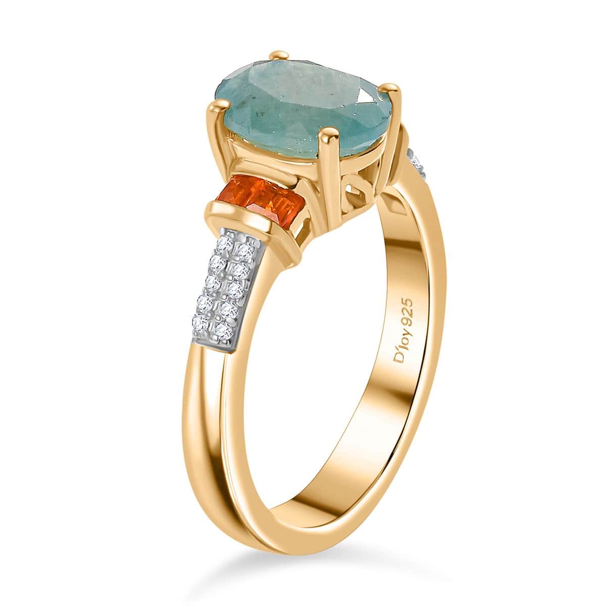 Grandidierite and Multi Gemstone 2.15 ctw Ring in 18K Vermeil Yellow Gold Over Sterling Silver (Size 7.0) image number 2