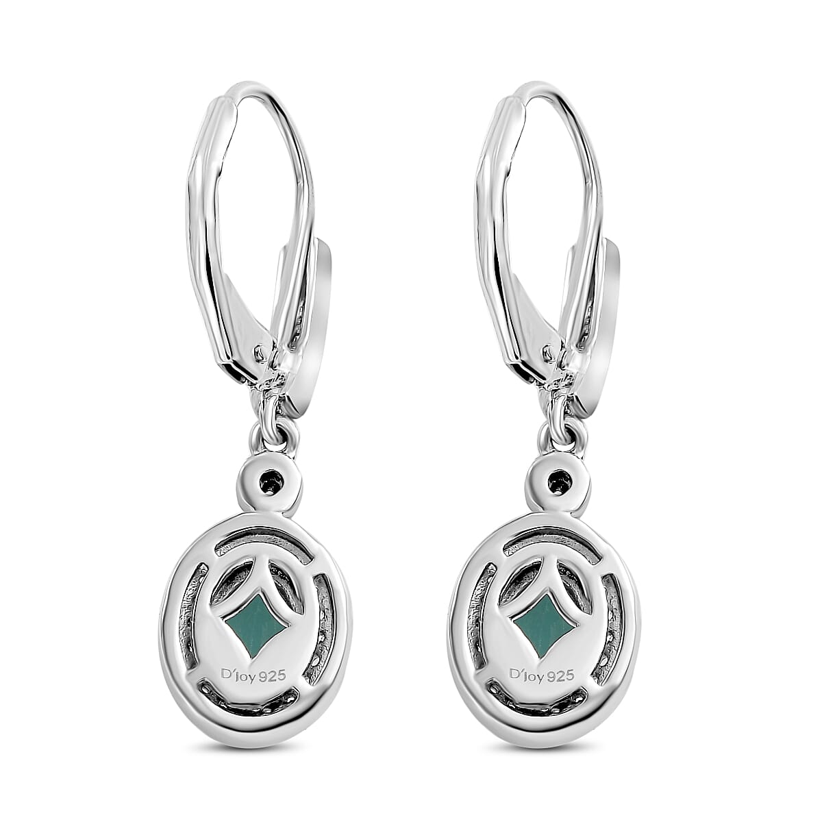 D'Joy Grandidierite and White Zircon 2.00 ctw Aqua Halo Earrings in Rhodium Over Sterling Silver image number 3