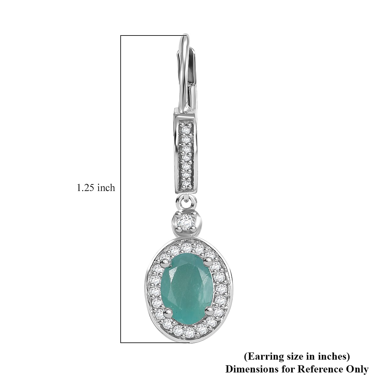 D'Joy Grandidierite and White Zircon 2.00 ctw Aqua Halo Earrings in Rhodium Over Sterling Silver