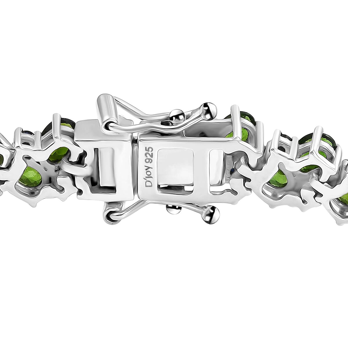 Chrome Diopside and Blue Sapphire 14.00 ctw Natural Blooming Bracelet in Rhodium Over Sterling Silver (8.00 In) image number 3