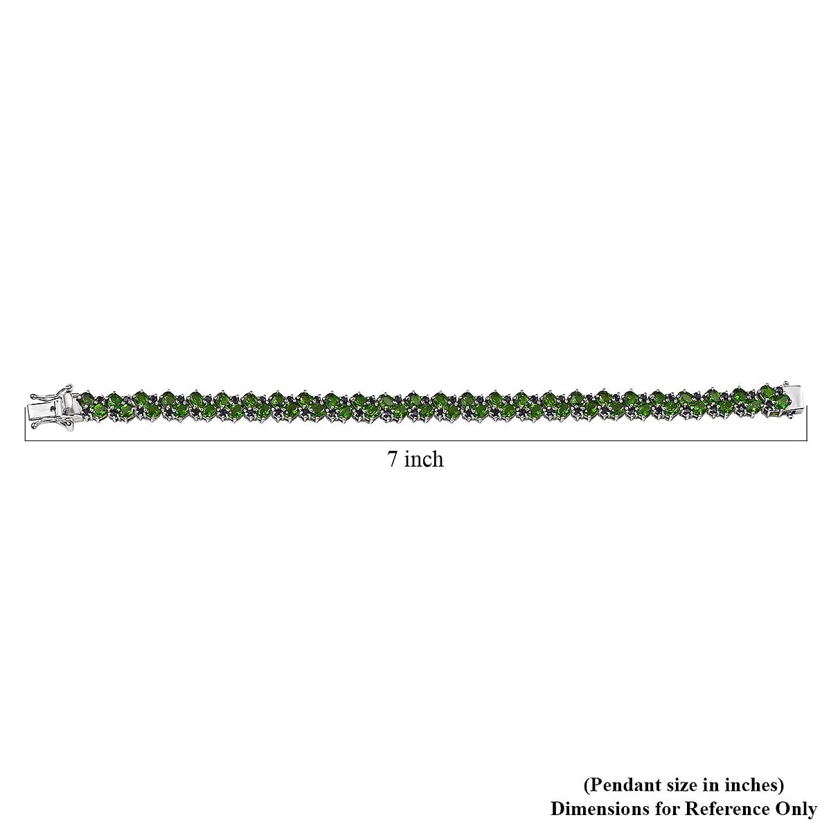 Chrome Diopside and Blue Sapphire 14.00 ctw Natural Blooming Bracelet in Rhodium Over Sterling Silver (8.00 In) image number 4