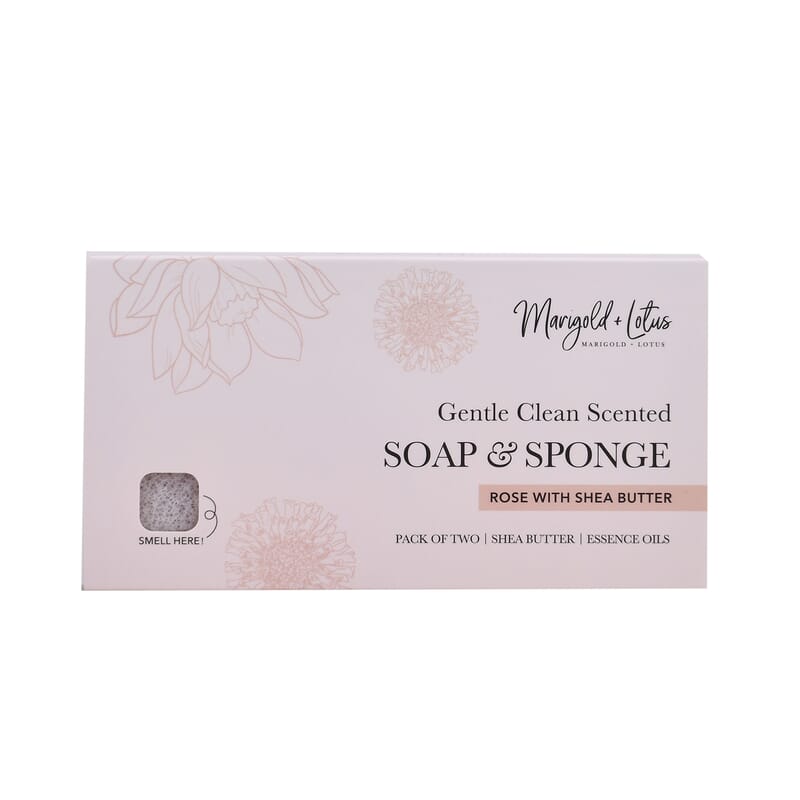 Marigold and Lotus 2 Pack Mixed Aroma 2 in 1 Soap Sponge with Rose and Shea Butter - Red