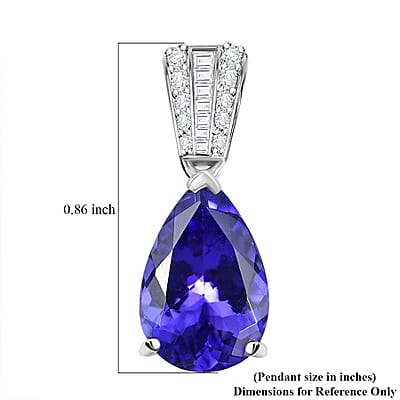 Certified & Appraised Rhapsody AAAA Tanzanite and E-F VS2 Diamond 4.25 Ctw Statement Pendant in 950 Platinum