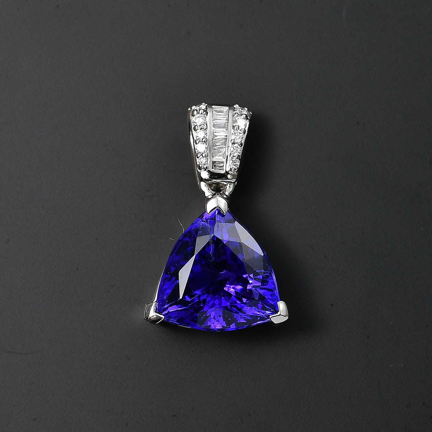 Certified & Appraised Rhapsody AAAA Tanzanite and E-F VS2 Diamond 4.33 ctw Statement Pendant in 950 Platinum