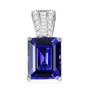 The Jennilee Certified & Appraised Rhapsody AAAA Tanzanite and E-F VS2 Diamond 4.40 ctw Statement Pendant in 950 Platinum