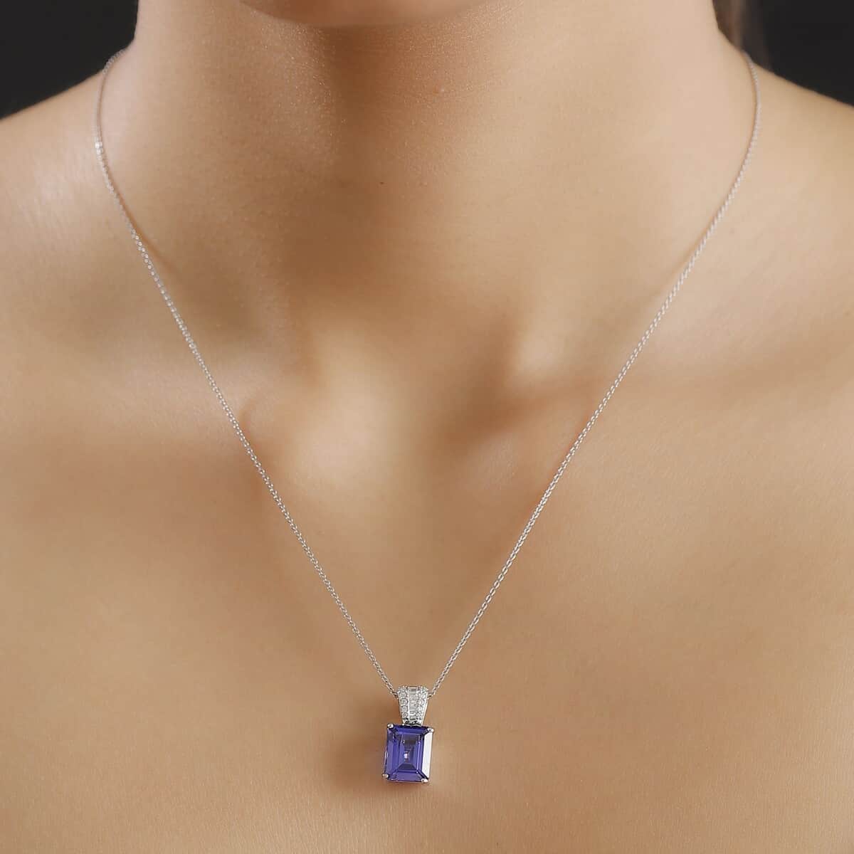 The Jennilee Certified & Appraised Rhapsody AAAA Tanzanite and E-F VS2 Diamond 4.40 ctw Statement Pendant in 950 Platinum image number 2