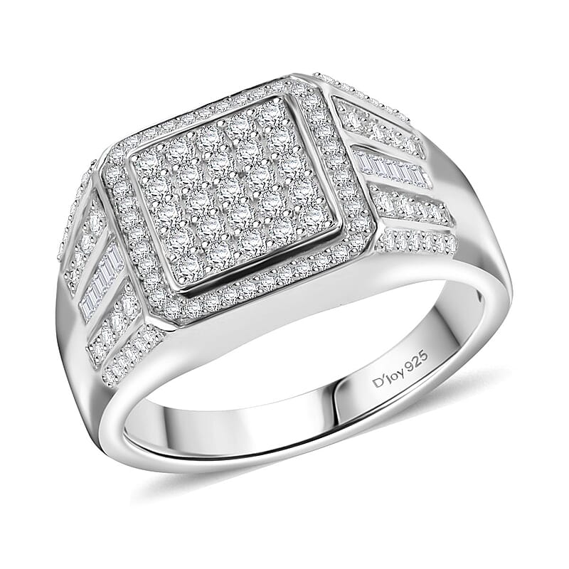 Diamond 1.00 ctw Men's Ring in Rhodium Over Sterling Silver (Size 10.0)